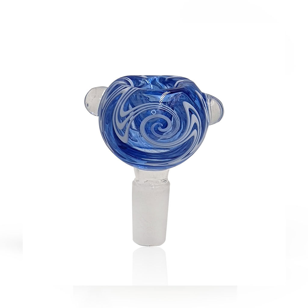14mm Male Frosted Joint FB-10 Blue Twisted Design Glass Slide Bubble Flower Bong Bowl