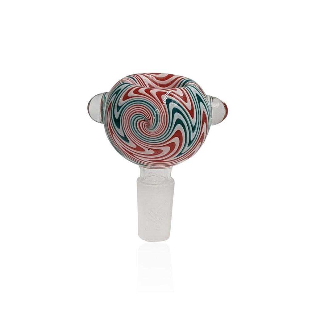 14mm Male Frosted Joint FB-10 Red Twisted Design Glass Slide Bubble Flower Bong Bowl