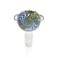 Thumbnail for 14mm Male Frosted Joint FB-10 Yellow Twisted Design Glass Slide Bubble Flower Bong Bowl