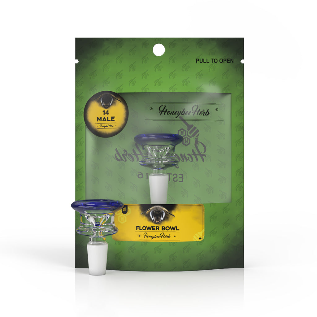 14mm Male Frosted Joint FB-3 Blue Glass Flower Bong Bowl Packaging View