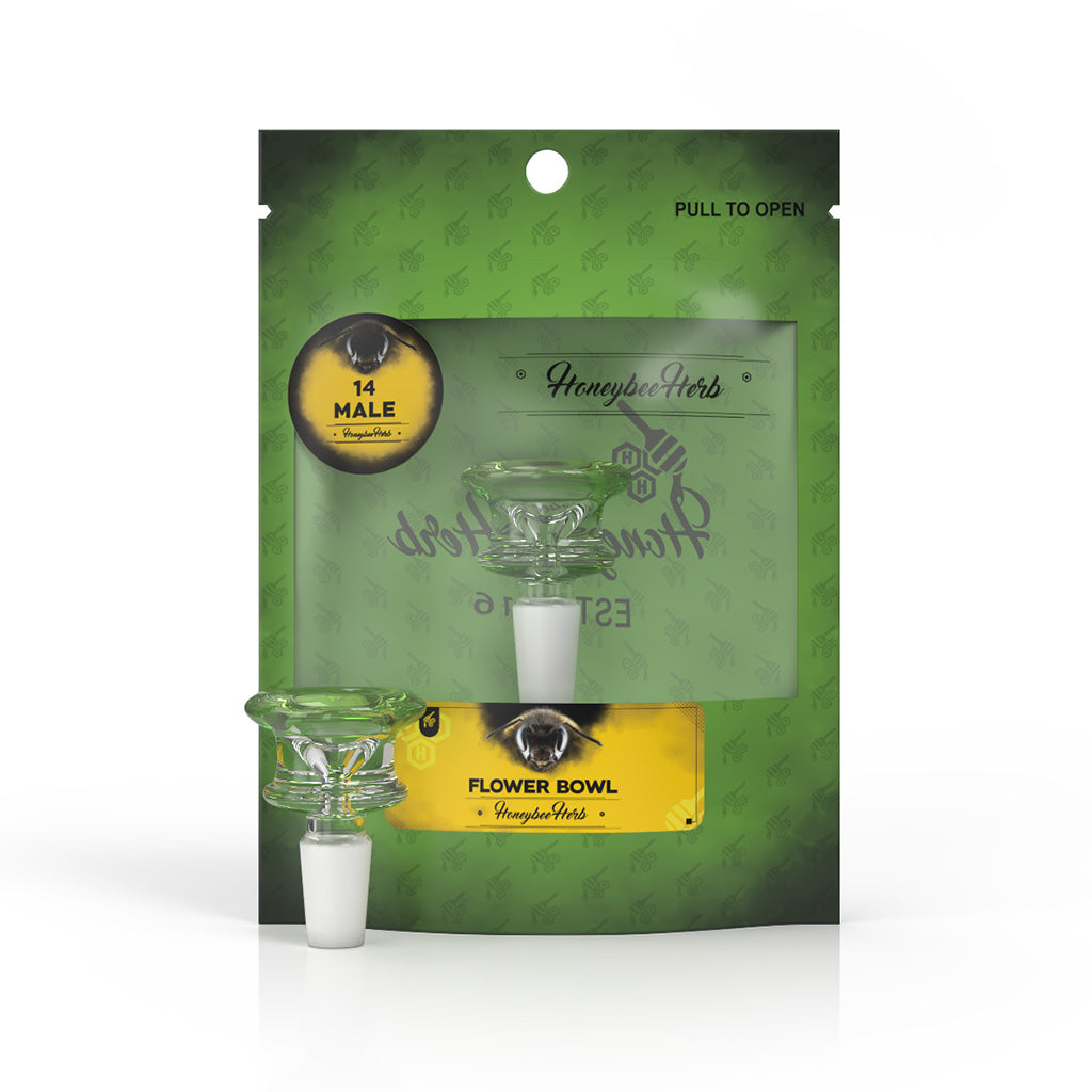 14mm Male Frosted Joint FB-3 Green Glass Flower Bong Bowl Packaging View