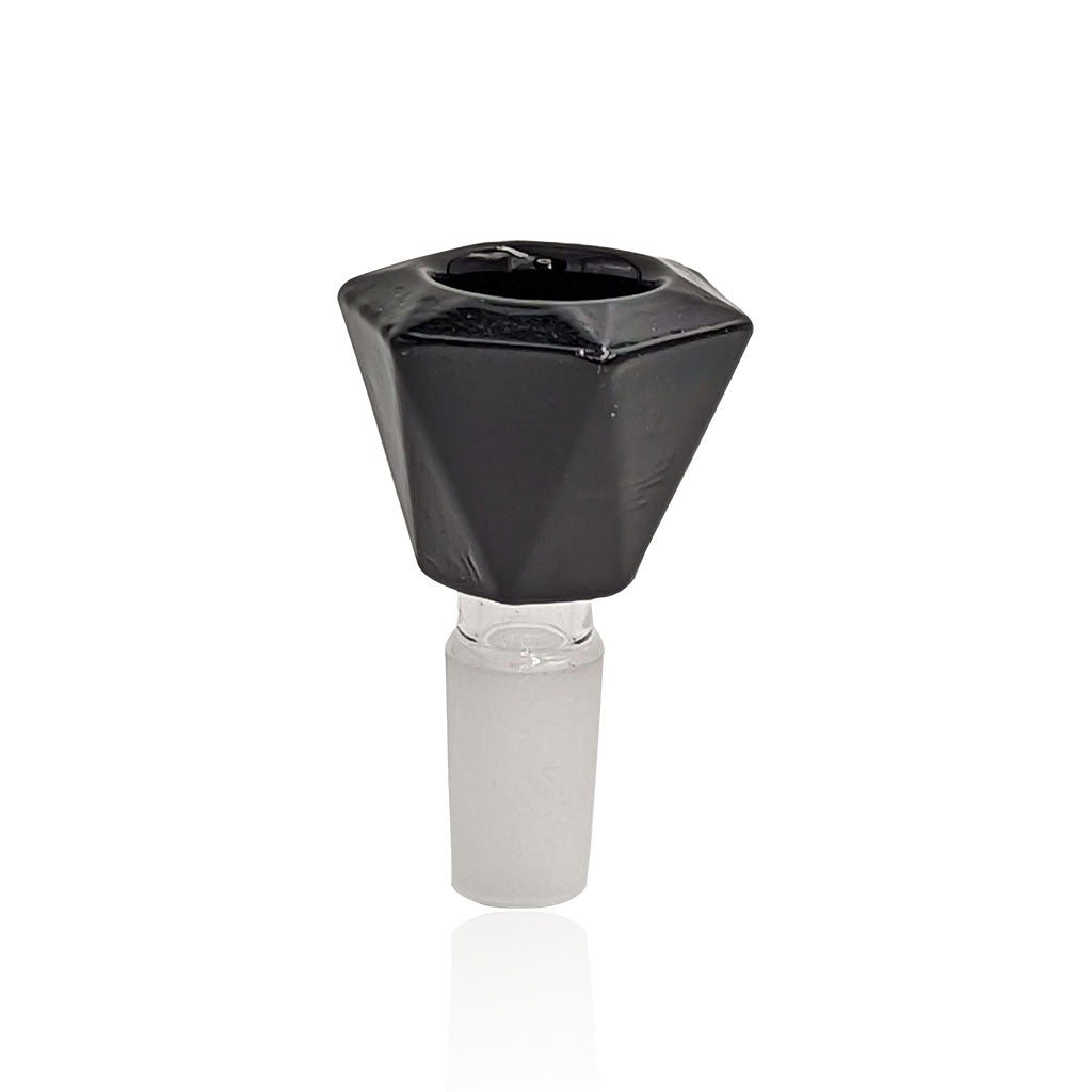 Hexagon Shaped 14mm Male Frosted Joint Black Glass Bong Flower Bowl