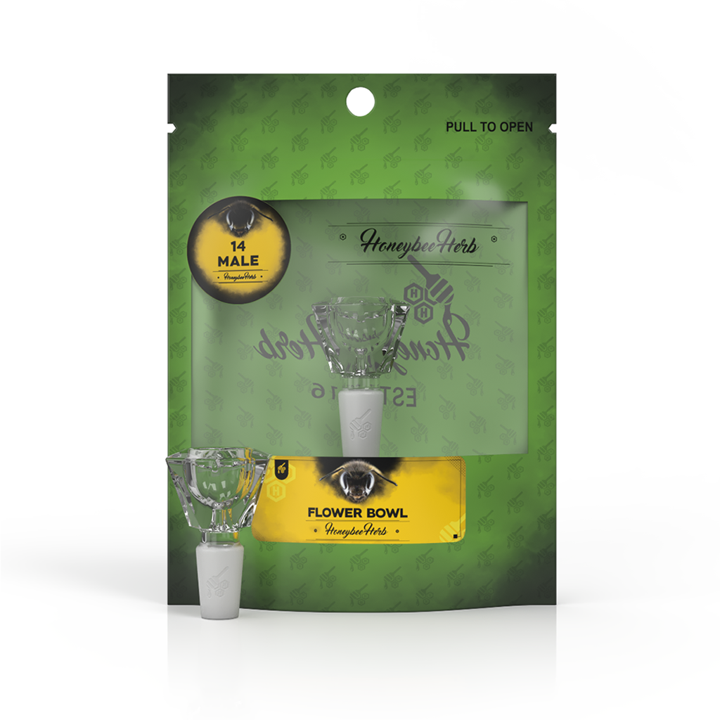 Hexagon Shaped 14mm Male Frosted Joint Clear Glass Bong Flower Bowl Packaging View