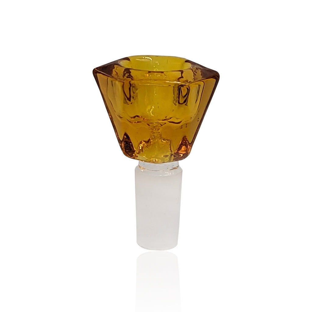 Hexagon Shaped 14mm Male Frosted Joint Yellow Glass Bong Flower Bowl