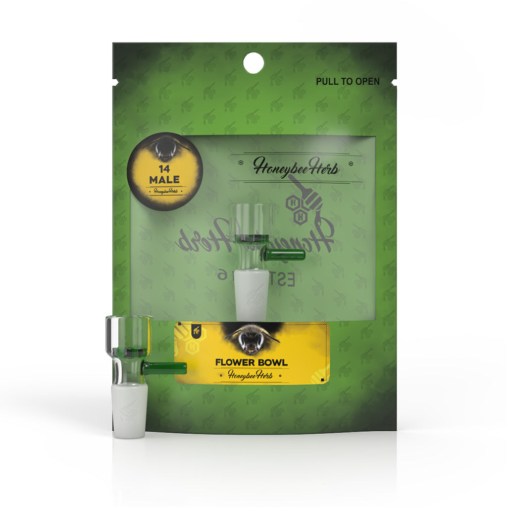 Slide Glass Snowflake Filter 14mm Male Green Bong Bowl Packaging View