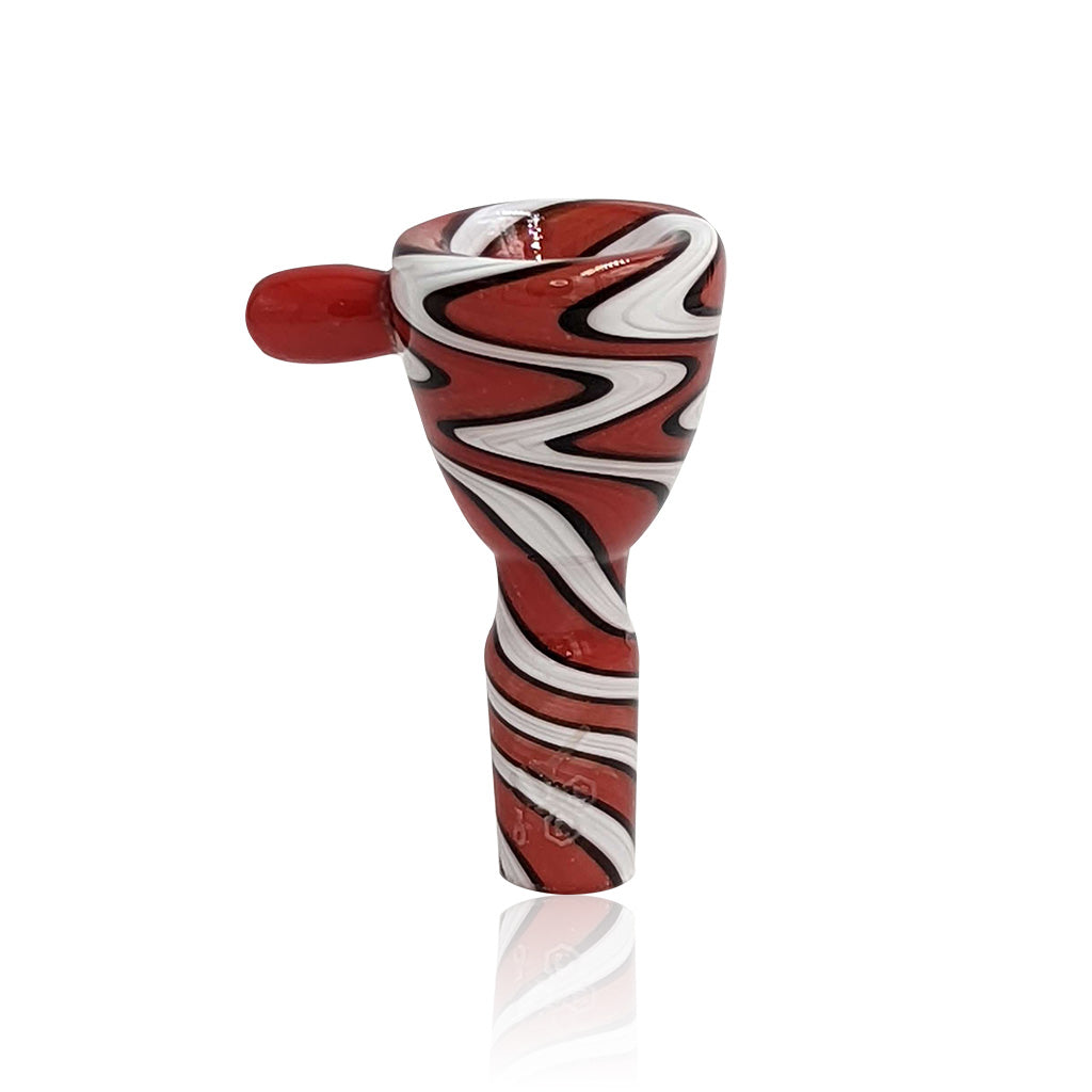 14mm Male Joint FB-7 Full Red/White Wig Wag Glass Slide Bong Flower Bowl