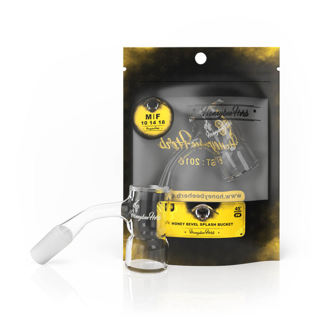 Honey Bevel Splash Bucket Quartz Banger 45 Degree BL with 10mm 14mm 18mm Male & Female Joints for Water Pipes, Bong & Dab Rigs | Honeybee Herb