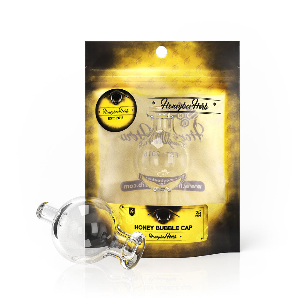 25mm Honey Bubble Glass Carb Cap Yellow Packaging View