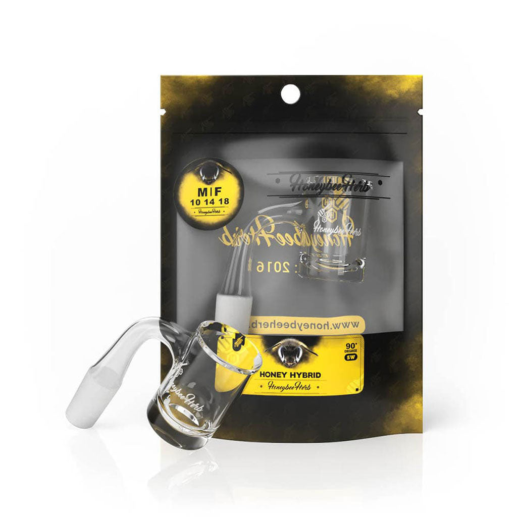 Honey Hybrid Quartz Banger 90° Degree Black Line with 10mm 14mm 18mm Male & Female Joints for waterpipes | Honeybee Herb