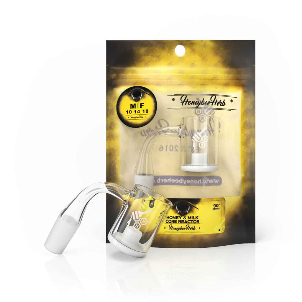 Honey & Milk Core Reactor 90 Degree Quartz Banger YL With 10mm, 14mm, 18mm Male & Female Joint For Water Pipes, Bong & Dab rigs | Honeybee Herb