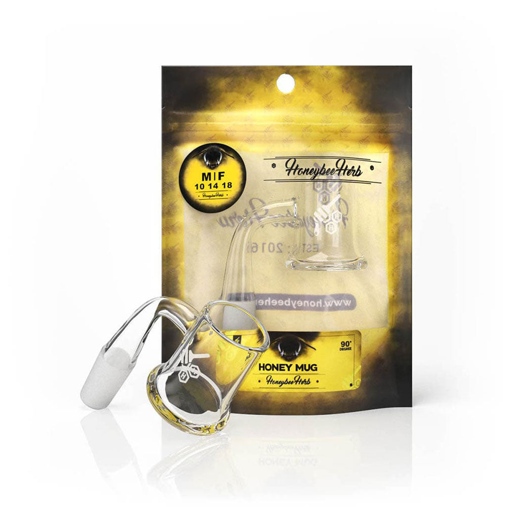 Honey Mug Quartz Banger 90 Degree YL With 10mm 14mm 18mm Male & Female Joints for Water Pipes, Bong & Dab Rigs | Honeybee Herb