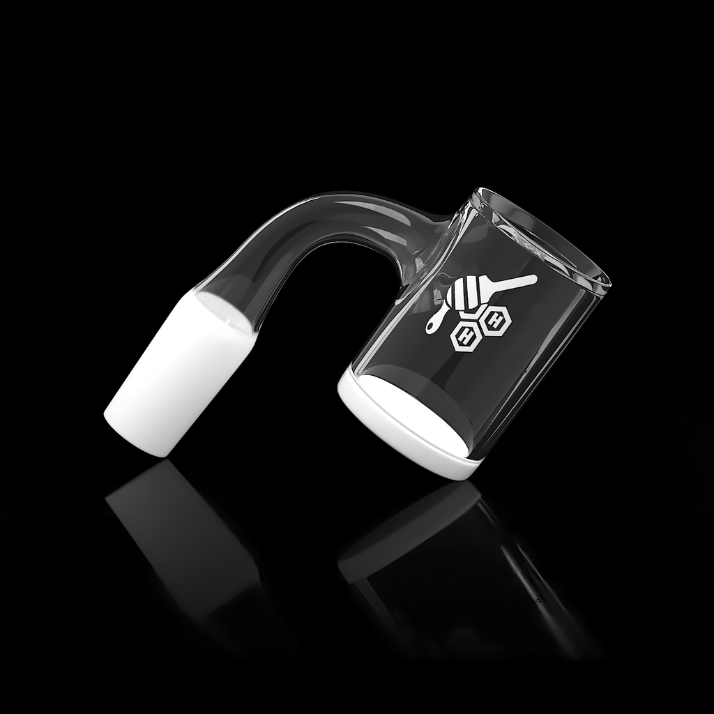 Honey & Milk Bevel Quartz Banger 90 Degree Black Line with 10mm 14mm 18mm Male & Female Joints for Dab Rigs Bongs | Honeybee Herb