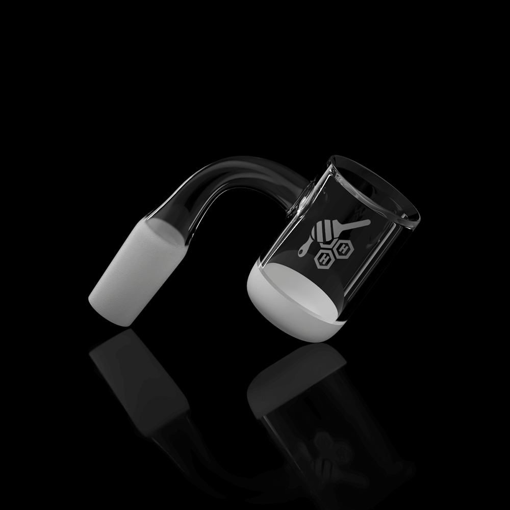 Honey & Milk Bevel Bowl Quartz Banger 90Â° Degree Yellow Line with 10mm 14mm 18mm Male & Female Joints for waterpipes | Honeybee Herb