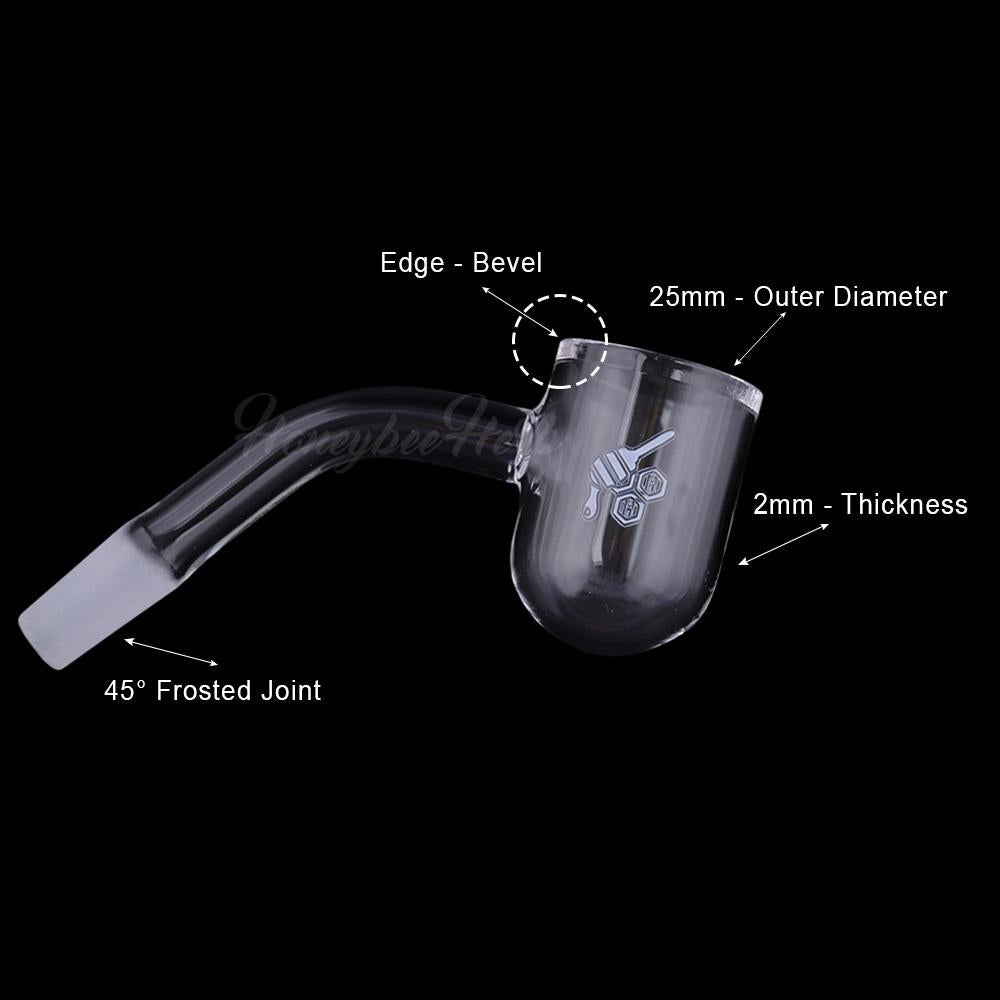 Honey Bevel Bowl Quartz Banger 45Â° Degree Yellow Line with 10mm 14mm 18mm Male & Female Joints for waterpipes | Honeybee Herb