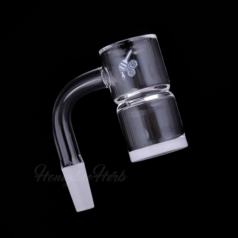 Honey & Bevel Splash Bucket Quartz Banger 90 Degree Yellow Line with 10mm 14mm 18mm Male & Female Joints for Dab Rigs Bongs | Honeybee Herb