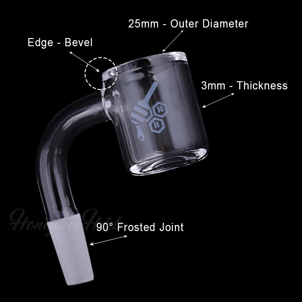 Original Bevel Quartz Banger 90Â° Yellow Line with 10mm 14mm 18mm Male & Female Joints for Dab Rigs Bongs | Honeybee Herb