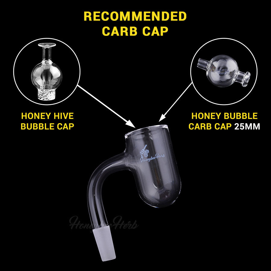 Honeysuckle Bevel Deep Bowl Quartz Banger 90Â° Degree Black with 10mm 14mm 18mm Male & Female Joints for waterpipes | Honeybee Herb