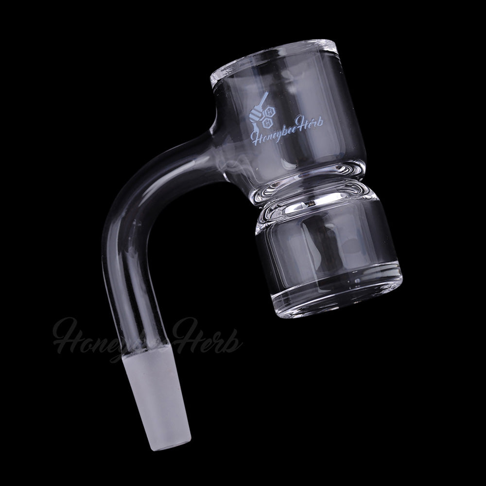 Honey Bevel Splash Bucket Quartz Banger 90 Degree Black Line with 10mm 14mm 18mm Male & Female Joints for Dab Rigs Bongs | Honeybee Herb