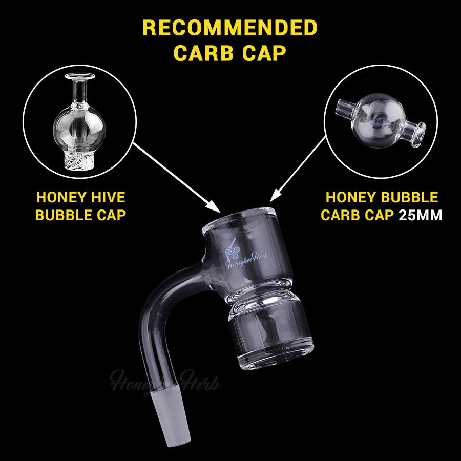 Honey Bevel Splash Bucket Quartz Banger 90 Degree Black Line with 10mm 14mm 18mm Male & Female Joints for Dab Rigs Bongs | Honeybee Herb