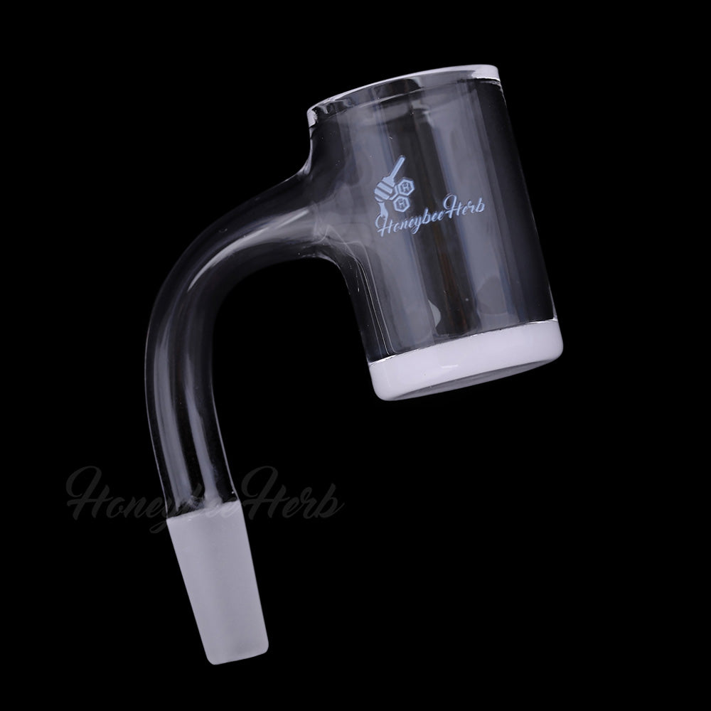 Honey & Milk Bevel Quartz Banger 90 Degree Black Line with 10mm 14mm 18mm Male & Female Joints for Dab Rigs Bongs | Honeybee Herb