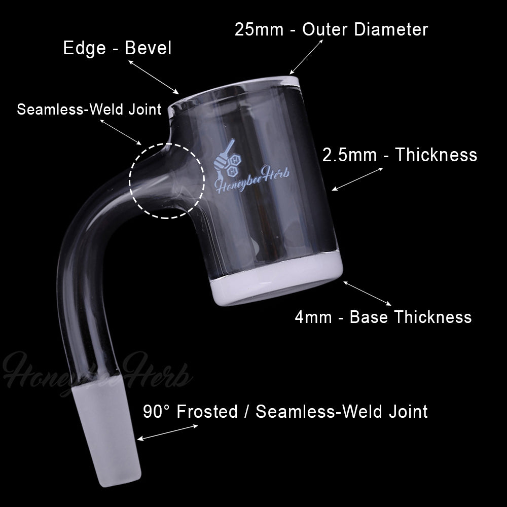 Honey & Milk Bevel Quartz Banger 90 Degree Black Line with 10mm 14mm 18mm Male & Female Joints for Dab Rigs Bongs | Honeybee Herb