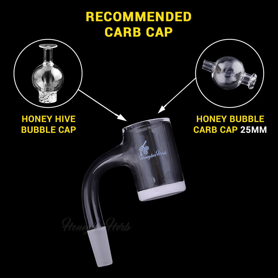 Honey & Milk Bevel Quartz Banger 90 Degree Black Line with 10mm 14mm 18mm Male & Female Joints for Dab Rigs Bongs | Honeybee Herb