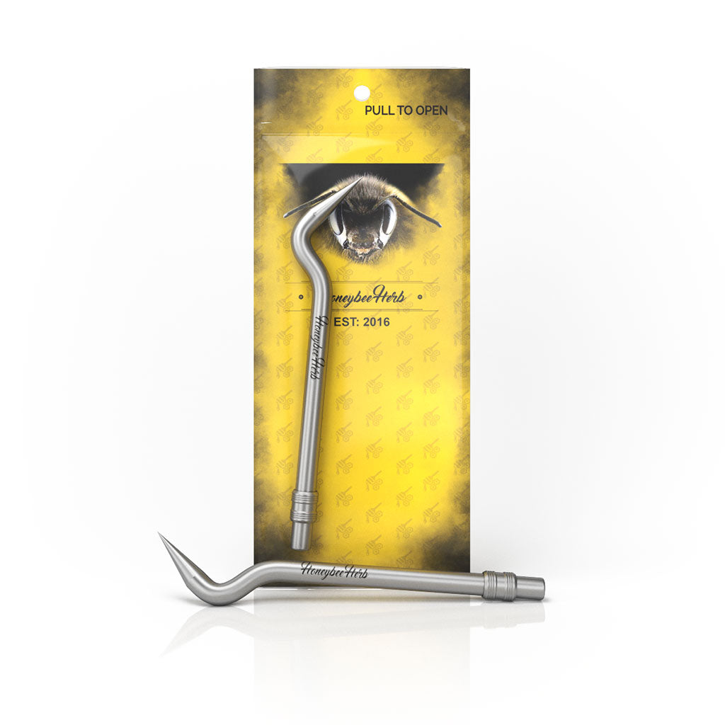 Stainless Steel Titanium Bent Pencil Silver for Quartz Bangers & Nails | Honeybee Herb