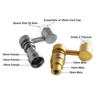 Thumbnail for Titanium 4 in 1 Sidecar Hybrid Banger Dab Nail Compatible With 10mm 14mm 18mm Male & Female Joint for Dab Rig Bongs | Honeybee Herb