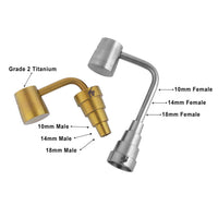 Thumbnail for Titanium 6 in 1 Long Neck Banger Compatible With 10mm 14mm 18mm Male & Female Joints Infographic | Honeybee Herb