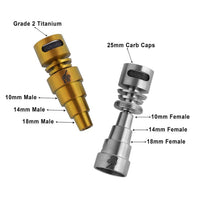 Thumbnail for Titanium 6 in 1 Moon Rock Dab Nail Compatible With 10mm 14mm 18mm Male & Female Joints Infographic | Honeybee Herb