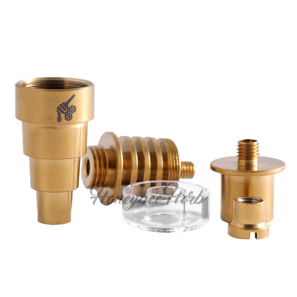 Titanium Gold 6 in 1 Hybrid Dab Enail Compatible With 10mm 14mm 18mm Male & Female Joints For Dab Rig Bongs | Honeybee Herb