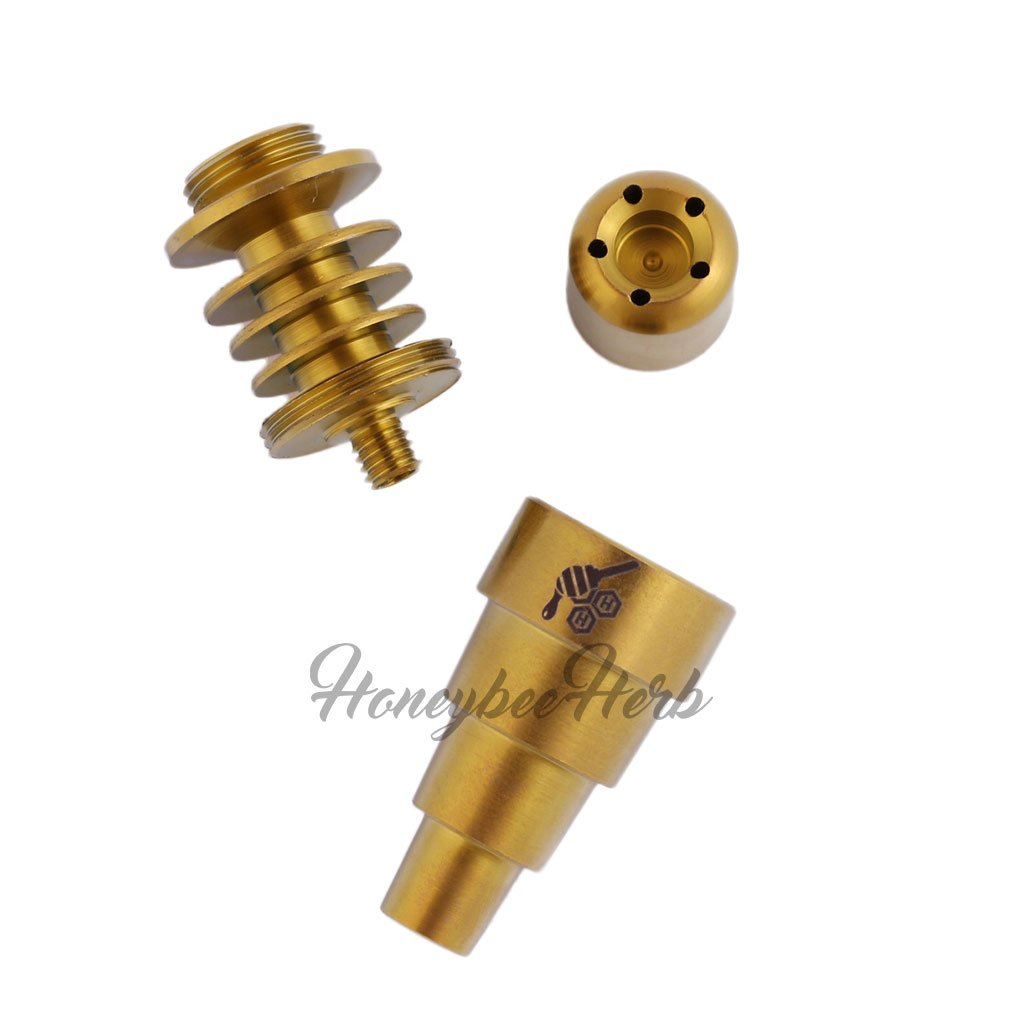 Titanium Gold 6 in 1 Skillet Enail Dab Nail Compatible With 10mm 14mm 18mm Male & Female Joint For Dab Rig Bongs | Honeybee Herb