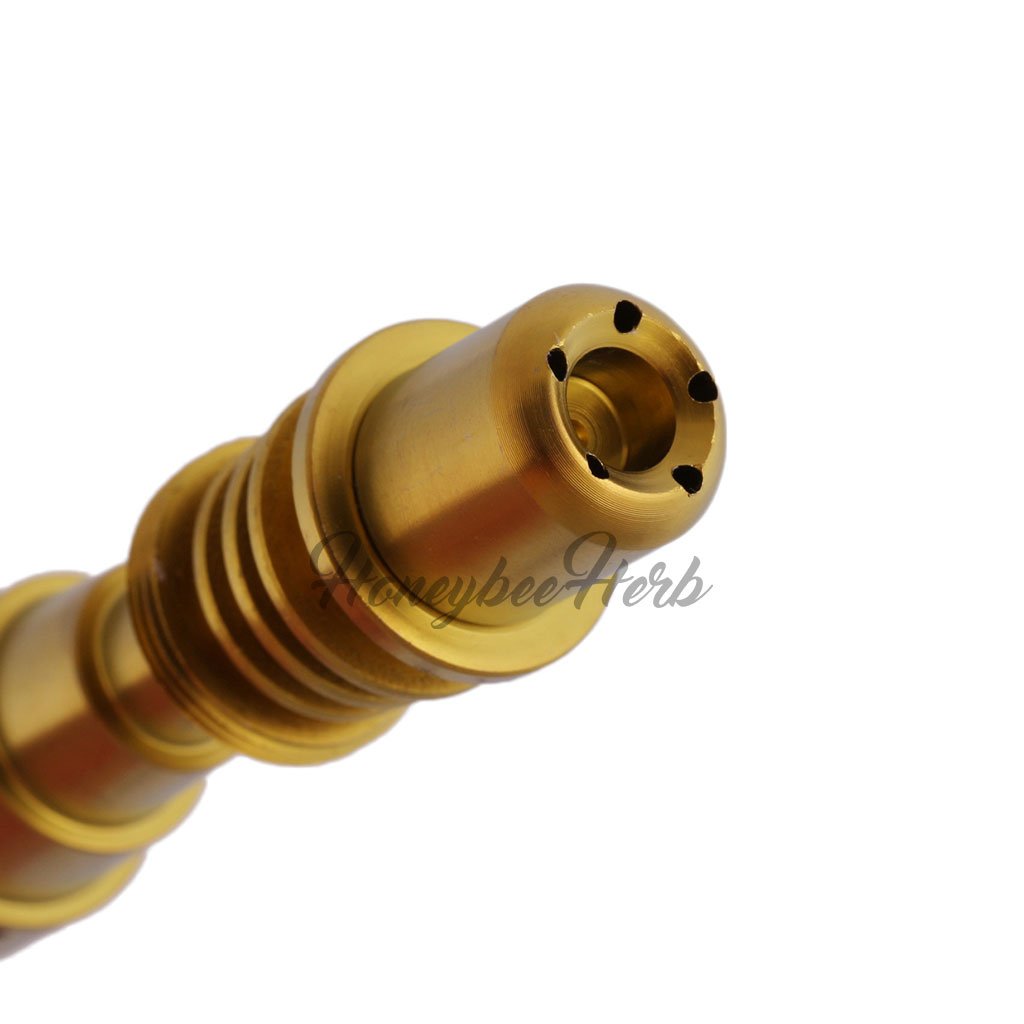 Titanium Gold 6 in 1 Skillet Enail Dab Nail Compatible With 10mm 14mm 18mm Male & Female Joint For Dab Rig Bongs | Honeybee Herb