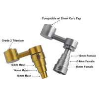 Thumbnail for Titanium Gold And Silver 6 in 1 Sidecar Dab Nail Compatible With 10mm 14mm 18mm Male & Female Joints Infographic | Honeybee Herb