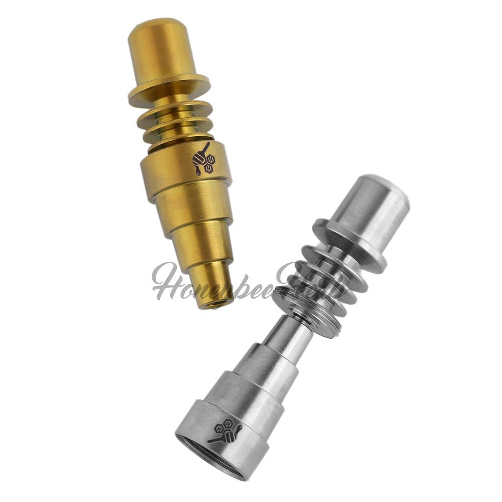 Titanium Gold & Silver 6 in 1 Skillet Enail Dab Nail Compatible With 10mm 14mm 18mm Male & Female Joint For Dab Rig Bongs | Honeybee Herb