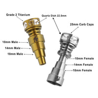 Thumbnail for Titanium 6 in 1 Cage Hybrid Dab Nail Compatible With 10mm 14mm 18mm Male & Female Joints Infographic | Honeybee Herb