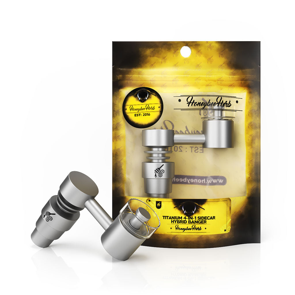 Titanium 4 in 1 Sidecar Hybrid Banger Dab Nail Compatible With 10mm 14mm 18mm Male & Female Joint for Dab Rig Bongs | Honeybee Herb
