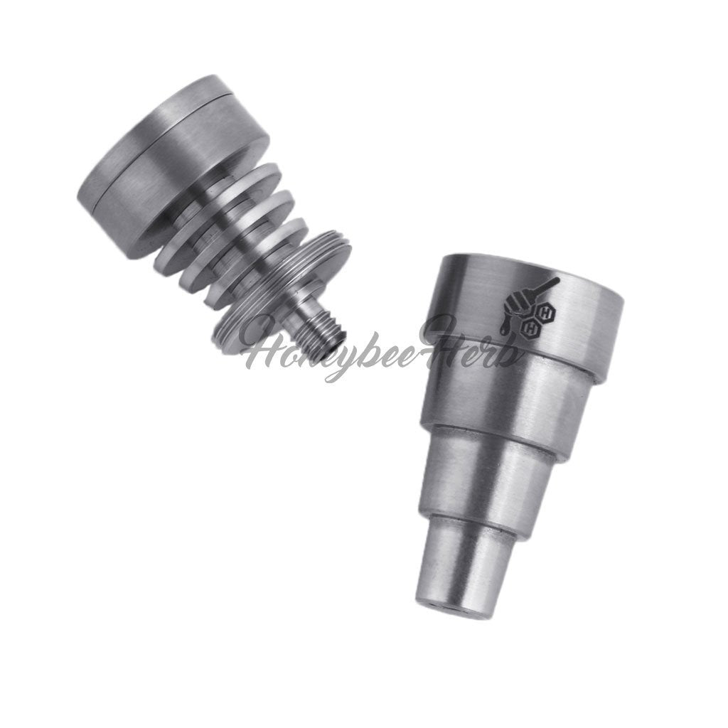 Titanium Silver 6 in 1 Skillet Dab Nail Compatible With 10mm 14mm 18mm Male & Female Joint For Bongs | Honeybee Herb