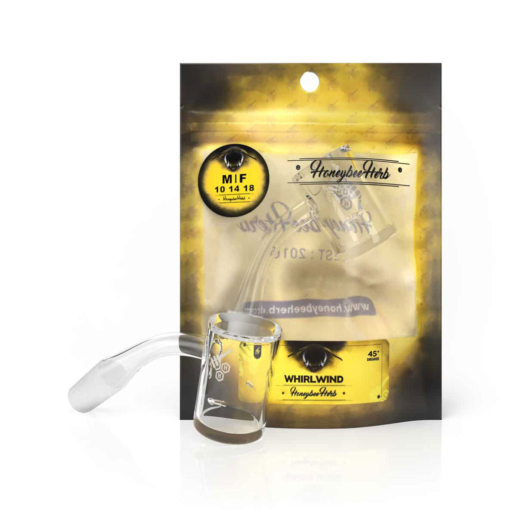 Whirlwind Quartz Banger 45° YL 10mm 14mm 18mm Joints For Waterpipes & Bongs | Honeybee Herb