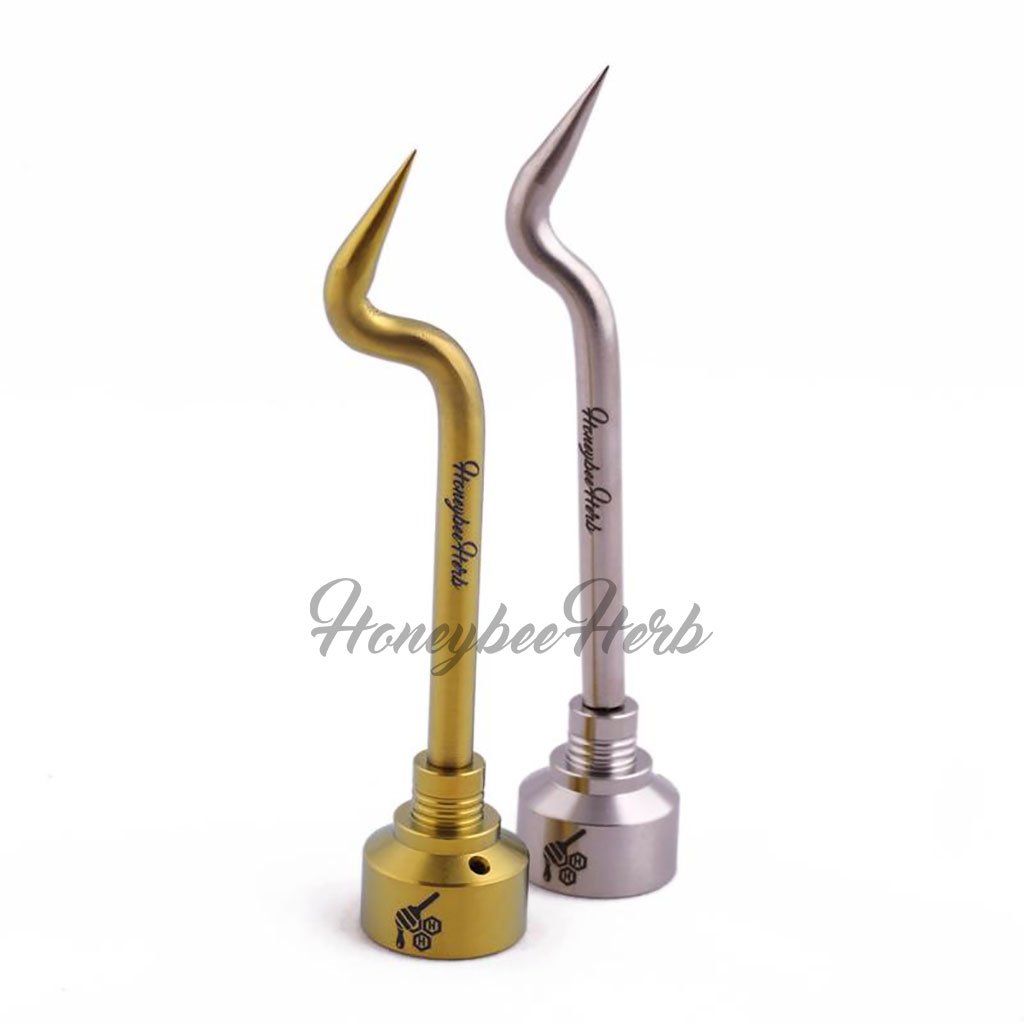 Titanium Bent Pencil with Carb Cap Dab Nail - Titanium Dab Tool | Honeybee Herb