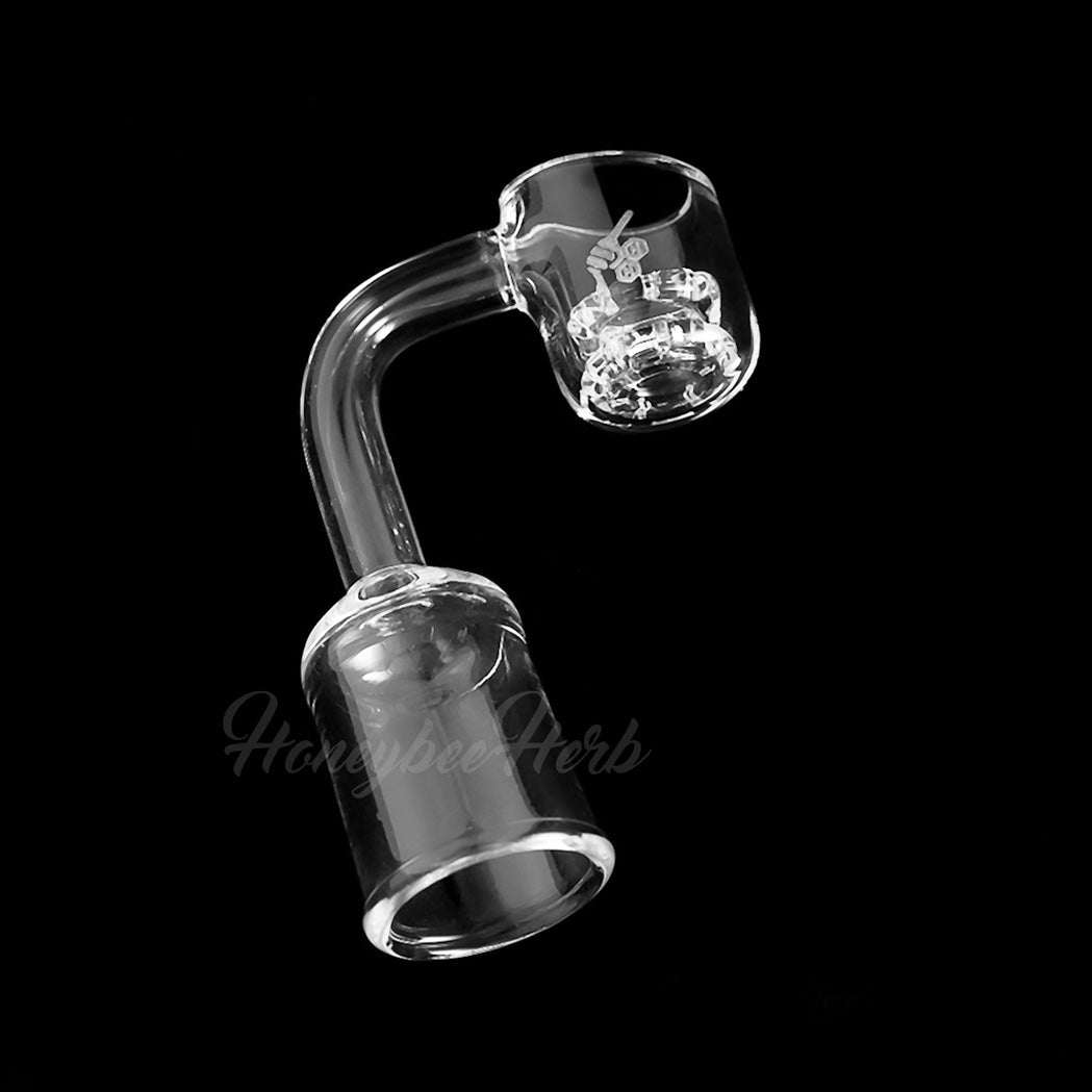 Honeycomb Knot Quartz Banger 90° Degree Yellow Line with 10mm 14mm 18mm Male & Female Joints for waterpipes | Honeybee Herb