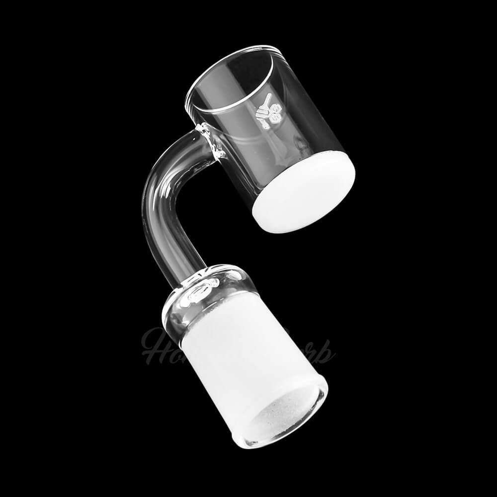 Honey & Milk Quartz Banger 90 Degree Yellow Line with 10mm 14mm 18mm Male & Female Joints for Dab Rigs Bongs | Honeybee Herb