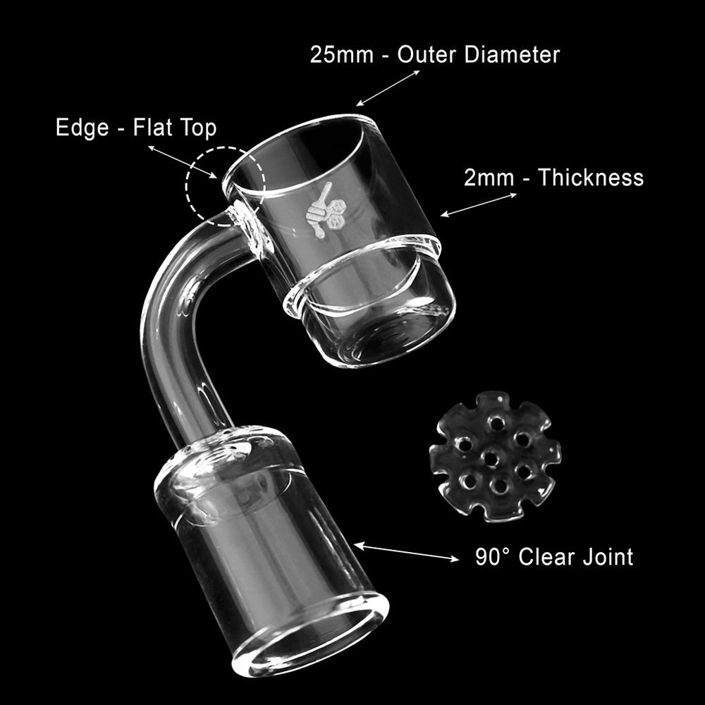 Honey Disc Deep Dish Quartz Banger 90Â° Degree Yellow Line with 10mm 14mm 18mm Male & Female Joints for waterpipes | Honeybee Herb